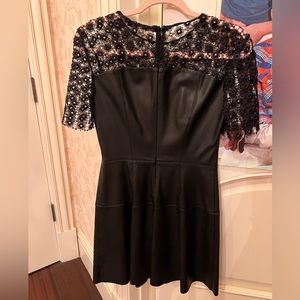 ZARA - WOMENS SIZE M - BLACK FAUX LEATHER WITH LACE MINI DRESS